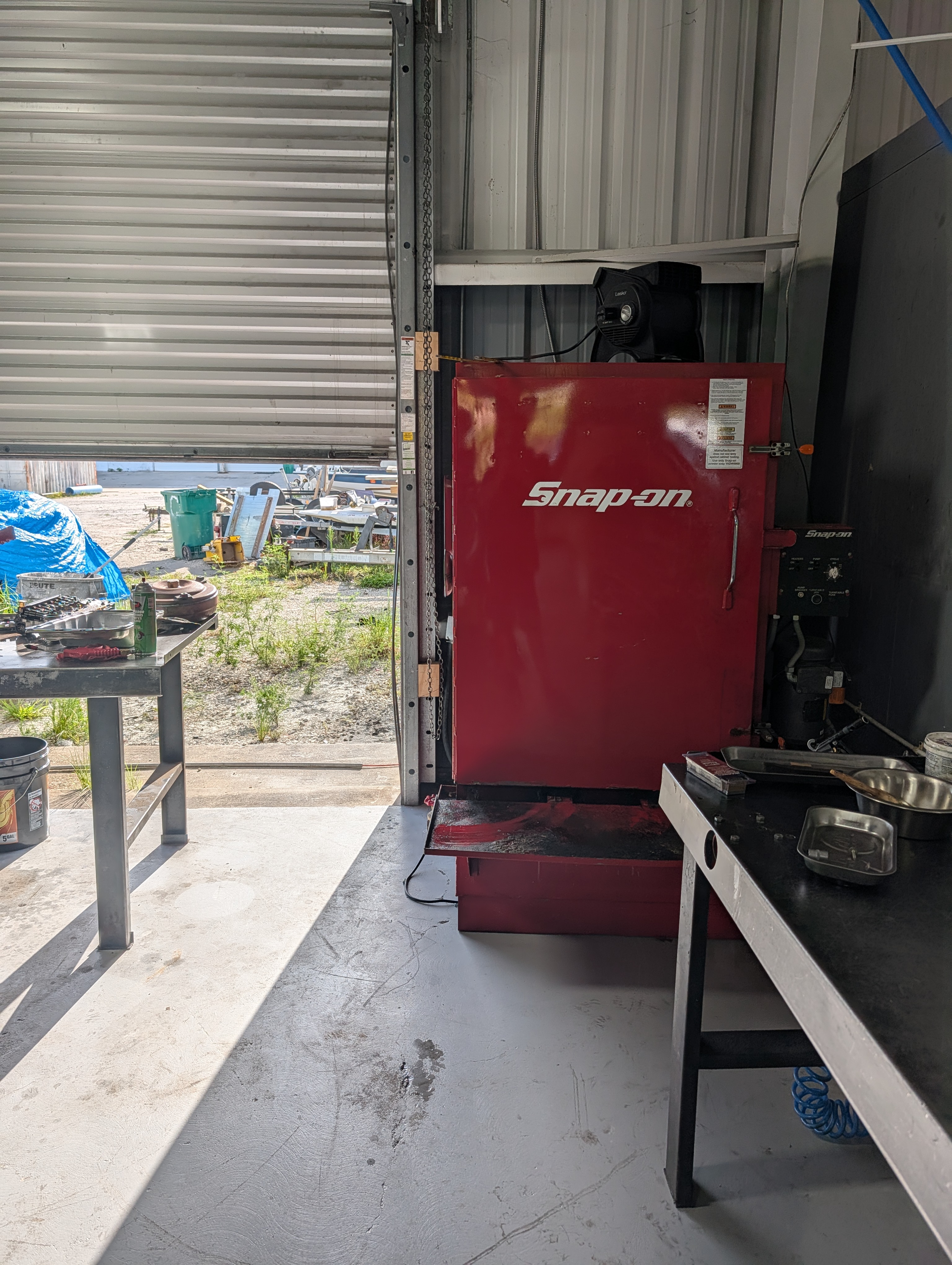 Inside the Shift Right Transmissions shop in Englewood, FL — real work being done